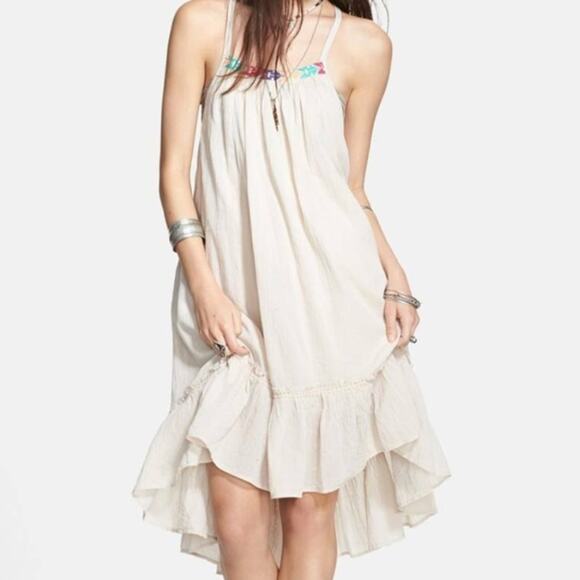 Free People Embroidered High Low Boho Racerback Pocket Dress Womens XS - Picture 1 of 12